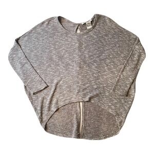 American Rag Cie Womens Small Taupe Marled Knit Button Back High Low Top S